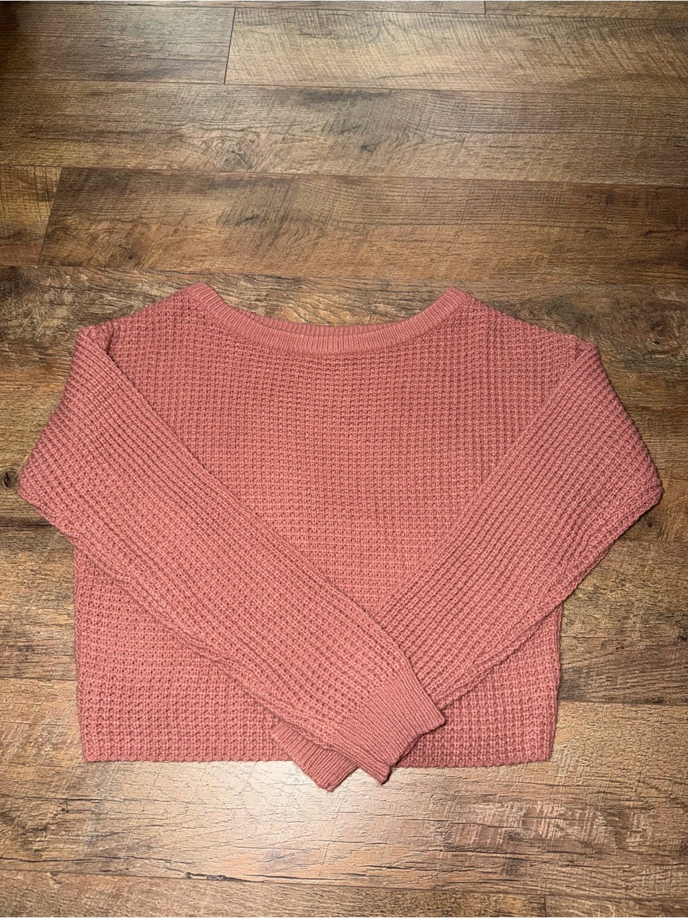 Missguided Tall Waffle Knit Cropped Sweater in Dusty Pink